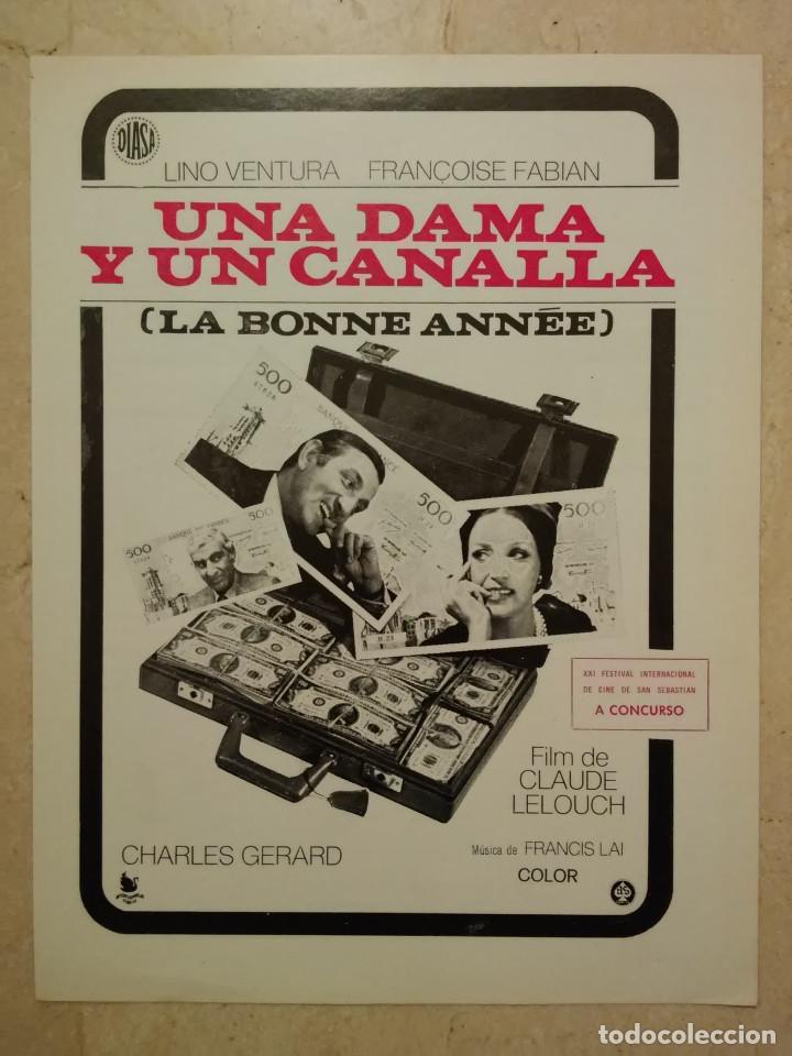 Cine: FICHA PUBLICITARIA ORIGINAL -A4- UNA DAMA Y UN CANALLA - ARCHIVO - LINO VENTURA - FRANCOISE FABIAN