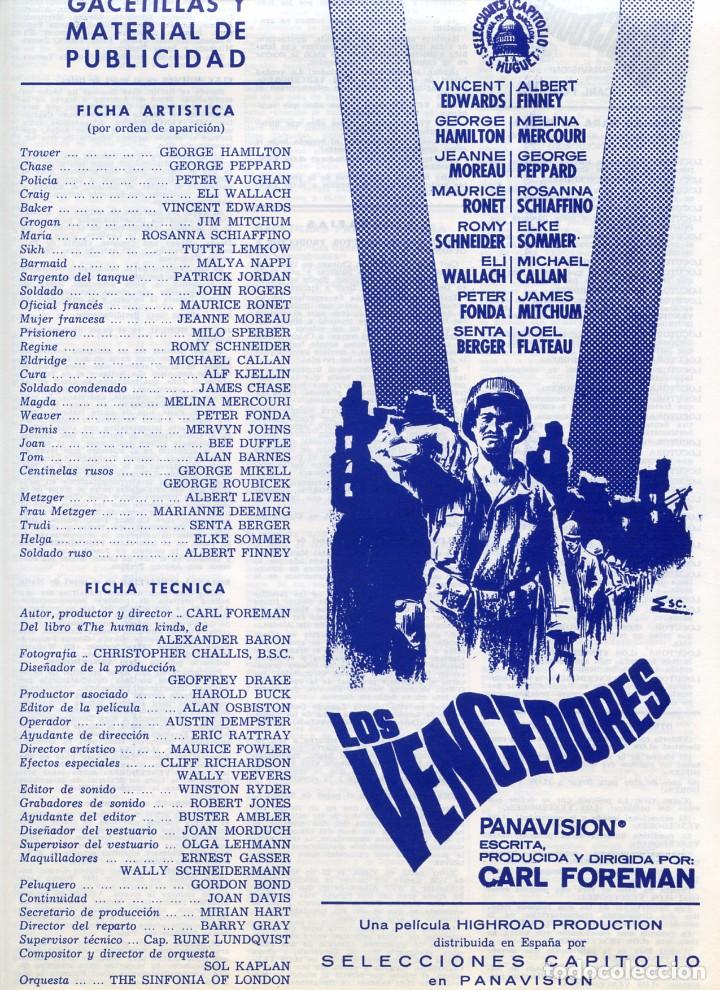 Cine: LOS VENCEDORES (GU&Iacute;A ORIGINAL DOBLE DE SU ESTRENO EN ESPA&Ntilde;A) ELKE SOMMER - ROMY SCHNEIDER