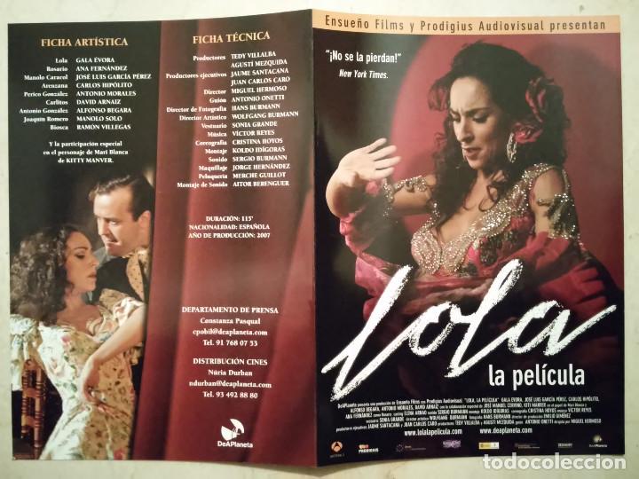 Cine: GUIA ORIGINAL DOBLE -A4- LOLA LA PELICULA - ARCHIVO - LOLA FLORES - CINE ESPA&Ntilde;OL