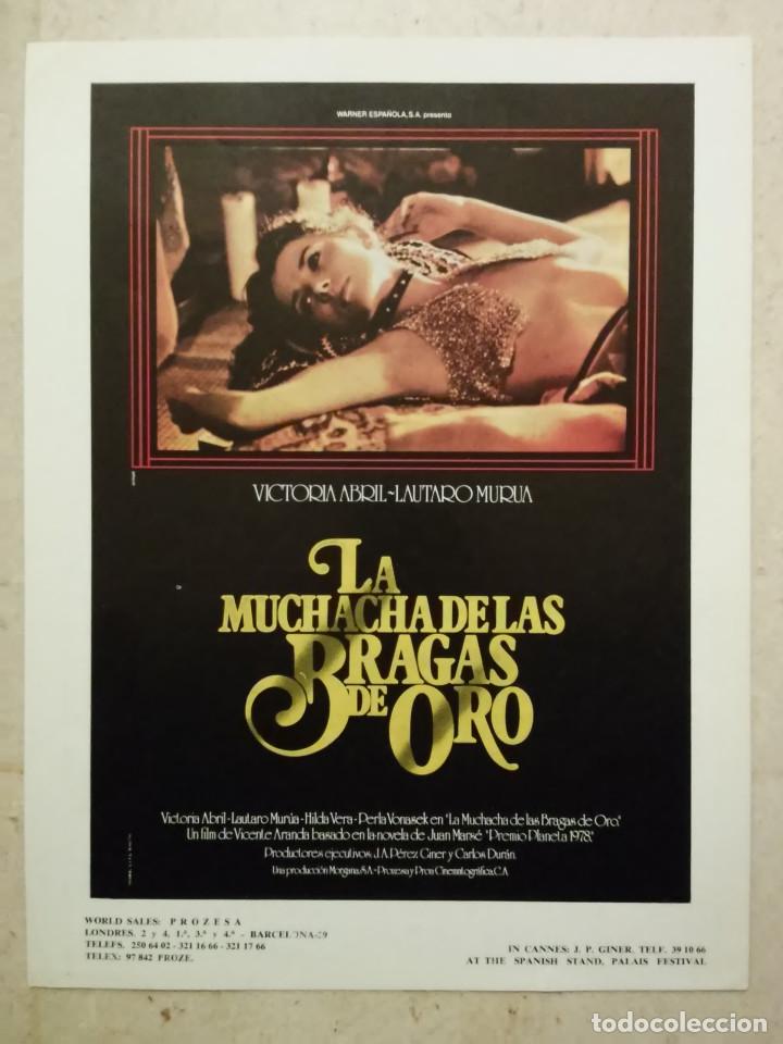 Cine: LAMINA A&Ntilde;OS 80 -A4- LA MUCHACHA DE LAS BRAGAS DE ORO - VICTORIA ABRIL - CINE ESPA&Ntilde;OL