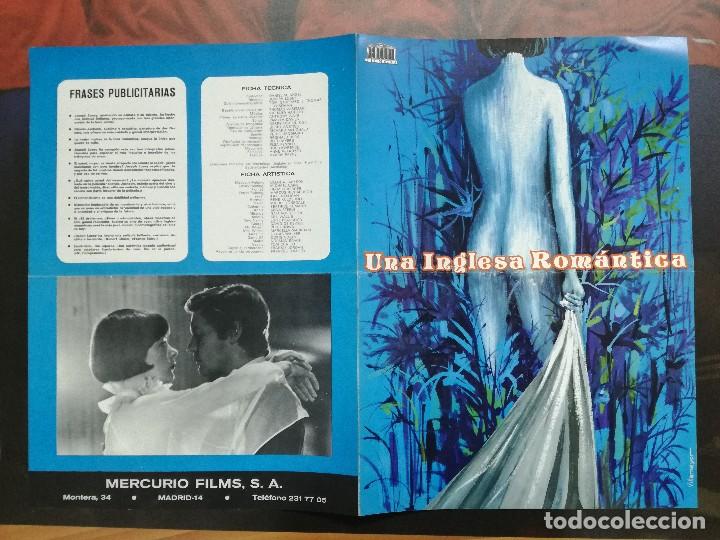 Cine: GU&Iacute;A PUBLICITARIA DE LA PEL&Iacute;CULA UNA INGLESA ROMANTICA, GLENDA JACKSON, MICHAEL CAINE, 2 HOJAS