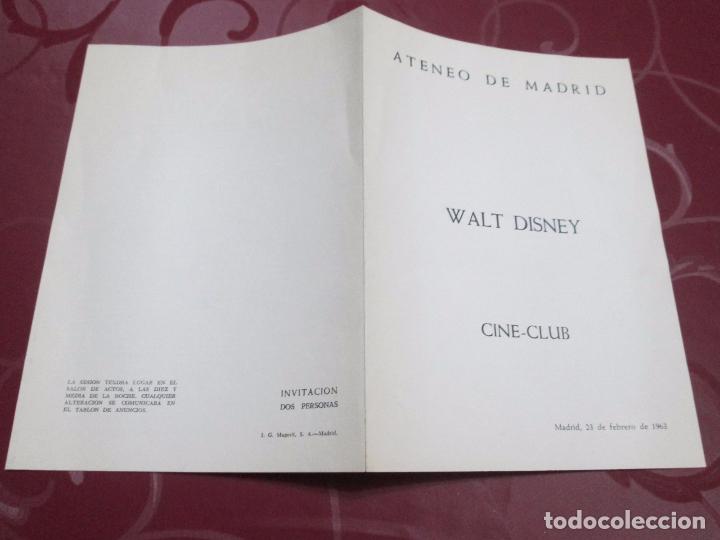 Kino: WALT DISNEY CINE-CLUB UNIVERSITARIO - ATENEO DE MADRID - MADRID 1963