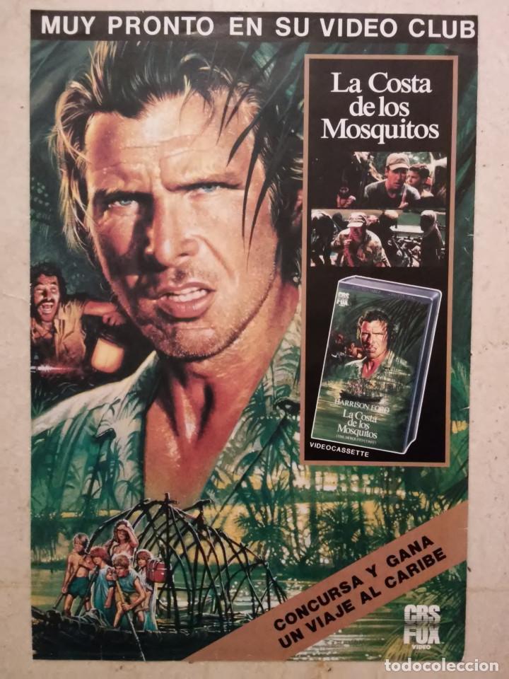 Cine: ANATIGUA LAMINA PUBLICITARIA a 2 CARAS -A4- LA COSTA DE LOS MOSQUITOS Y PROYECTO X - HARRISON FORD