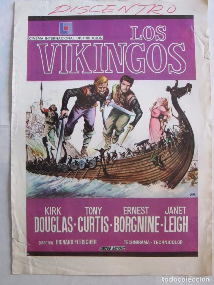 Cine: CARTEL DE CINE 20X30 LOS VIKINGOS DE RICLAARD FLEISCHER CON KIRT DOUGLAS TONY CURTIS Y JANET LEIGH