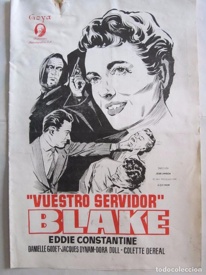 Cinema: CARTEL DE CINE 20X30 VUESTRO SERVIDOR DE JEAN LAVIRON CON EDDIE CONSTANTINE