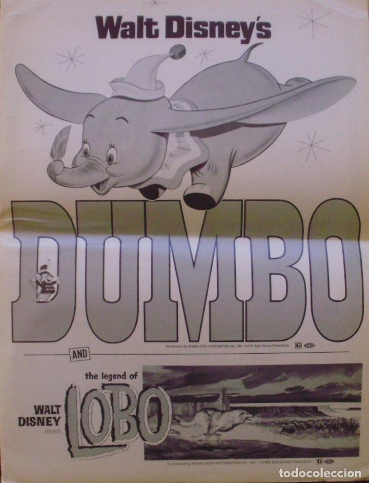 Kino: DUMBO/LEGEND OF LOBO pressbook '72 Walt Disney double-bill, Elephants & Wolves!