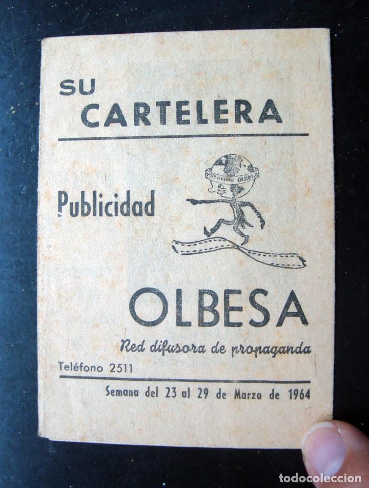 Cine: Cartelera, programa de mano, folleto guia publicitaria Olbesa de cines de tarragona 1964