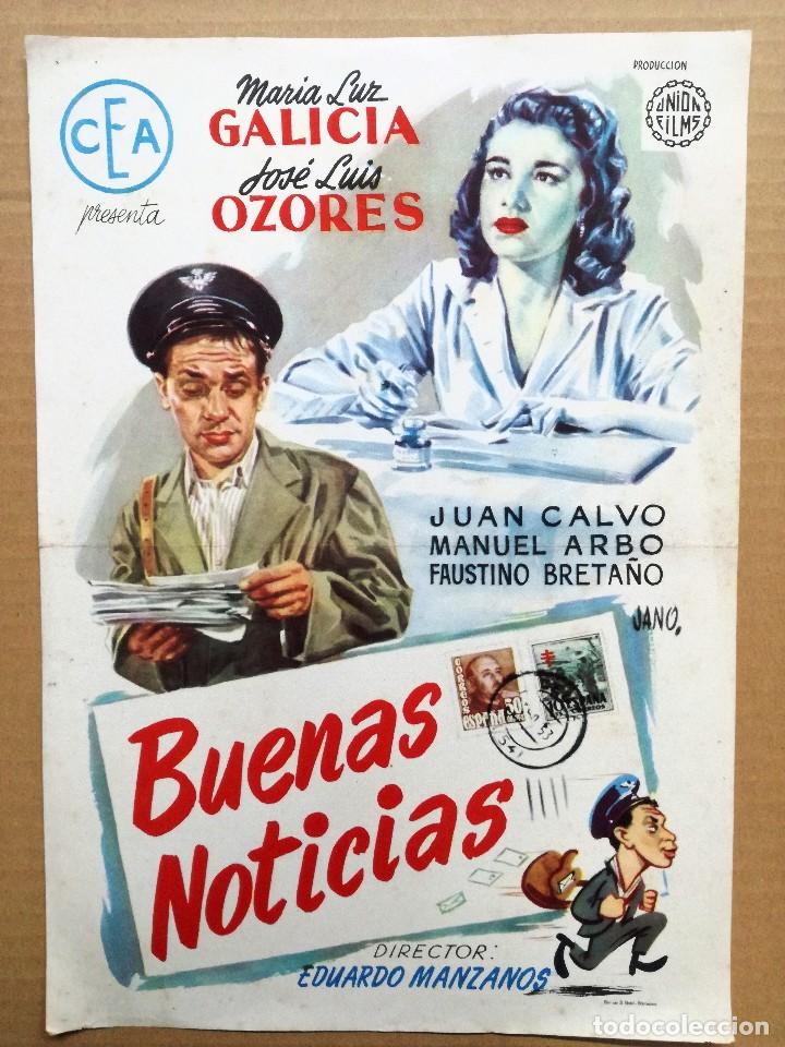 Cine: BUENAS NOTICIAS JOSE LUIS OZORES MARIA LUZ GALICIA EDUARDO MANZANOS GUIA ORIGINAL ESTRENO CEA