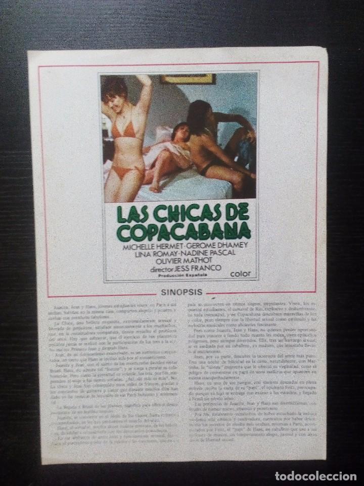 Cine: LAS CHICAS DE COPACABANA Jes&uacute;s Franco   GUIA ORIGINAL