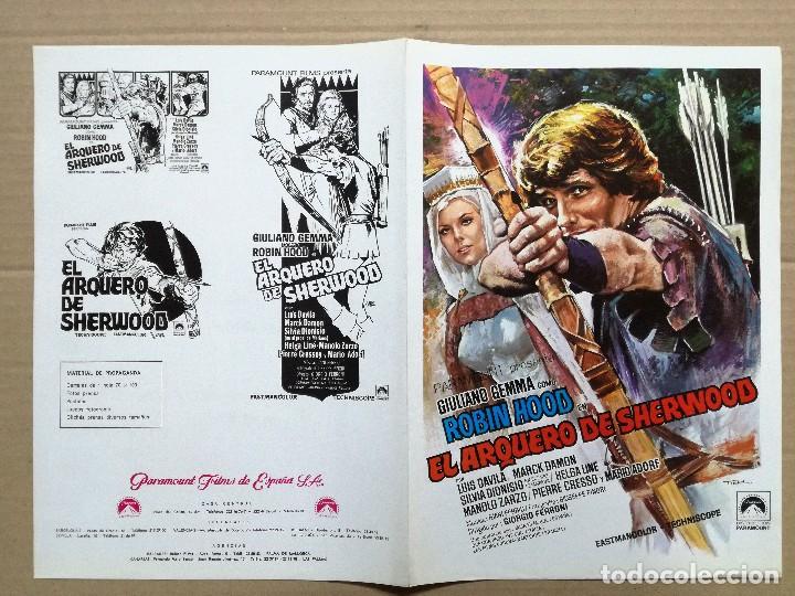 Cine: ROBIN HOOD EL ARQUERO DE SHERWOOD MAC - GUIA PUBLICITARIA ORIGINAL ESTRENO