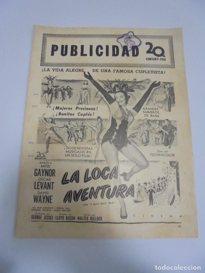 Cinema: GUIA PUBLICITARIA. PUBLICIDAD 20 TH. CENTURY FOX. LA LOCA AVENTURA. VER