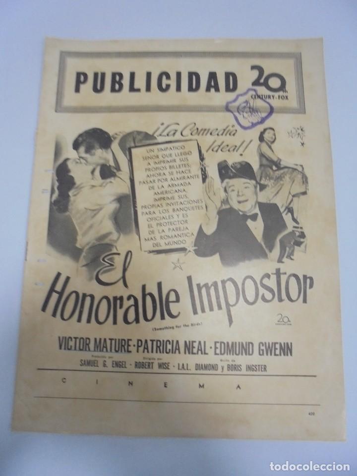 Cinema: GUIA PUBLICITARIA. PUBLICIDAD 20 TH. CENTURY FOX. EL HONORABLE IMPOSTOR. VER