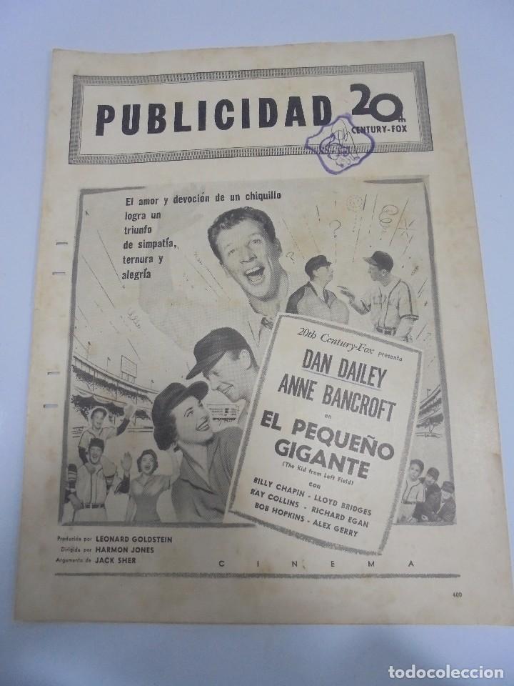 Cinema: GUIA PUBLICITARIA. PUBLICIDAD 20 TH. CENTURY FOX. EL PEQUE&Ntilde;O GIGANTE. VER