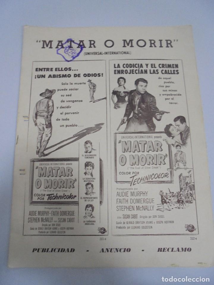 Cinema: GUIA PUBLICITARIA. UNIVERSAL - INTERNATIONAL. MATAR O MORIR. VER