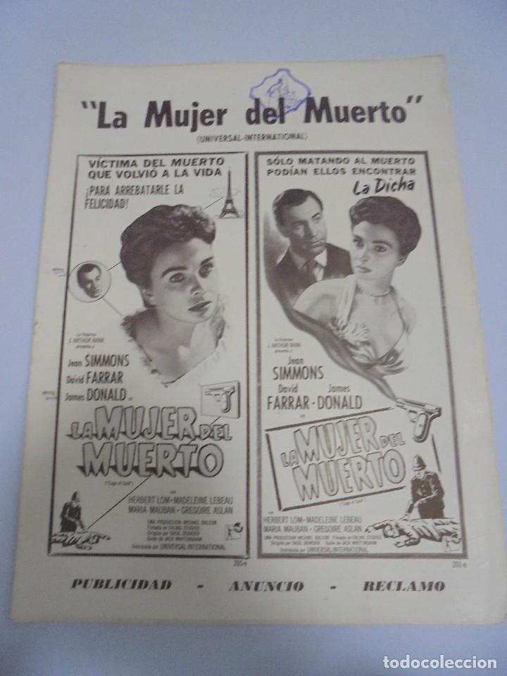 Cinema: GUIA PUBLICITARIA. UNIVERSAL - INTERNATIONAL. LA MUJER DEL MUERTO. VER