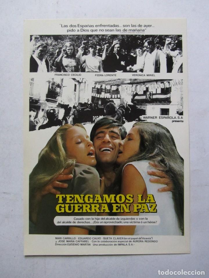 Cinema: TENGAMOS LA GUERRA EN PAZ. GU&Iacute;A ORIGINAL DE LA PEL&Iacute;CULA. 50 GU&Iacute;AS A 70 EUROS. 100 A 120 EUROS.