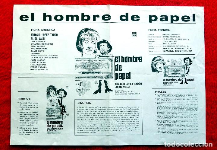 Cin&eacute;ma: EL HOMBRE DE PAPEL (GU&Iacute;A ORIGINAL SIMPLE DE SU ESTRENO EN ESPA&Ntilde;A)  ALIDA VALLI - IGNACIO LOPEZ TARSO