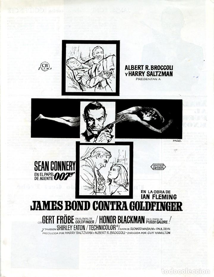 Cine: GOLDFINGER 1964 (GU&Iacute;A ORIGINAL 4 PAGINAS DE SU ESTRENO EN ESPA&Ntilde;A) SEAN CONNERY JAMES BOND 007