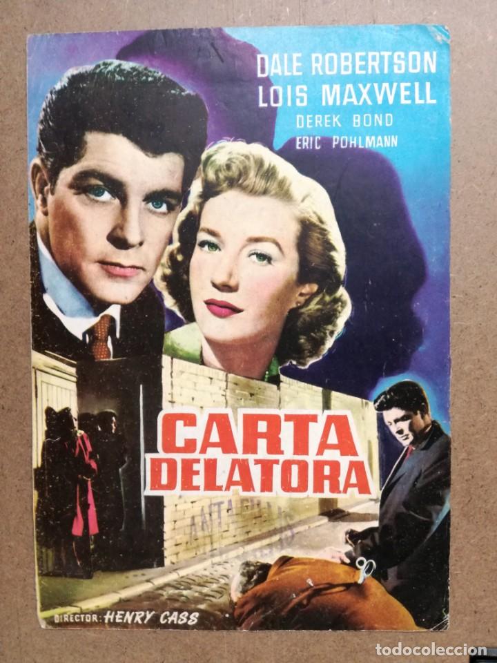 Cine: CARTA DELATORA. DALE ROBERTSON, LOIS MAXWELL. A&Ntilde;O 1958.GUIA ORIGINAL DEL EXTRENO
