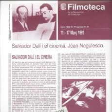 Cine: FILMOTECA CATALUNYA, PROGRAMA CARTELERA. -EN CATALA- DALI,NEGULESCO.. Lote 141476534