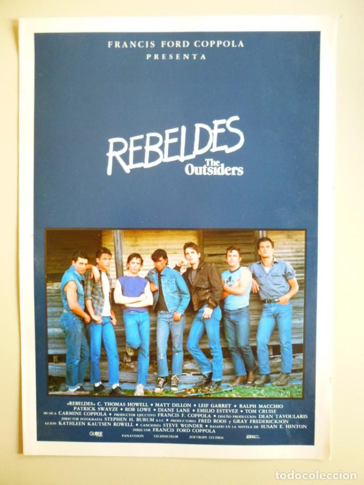Cinema: Gu&iacute;a publicitaria doble pel&iacute;cula Rebeldes Outsiders Francis Ford Coppola Matt Dillon