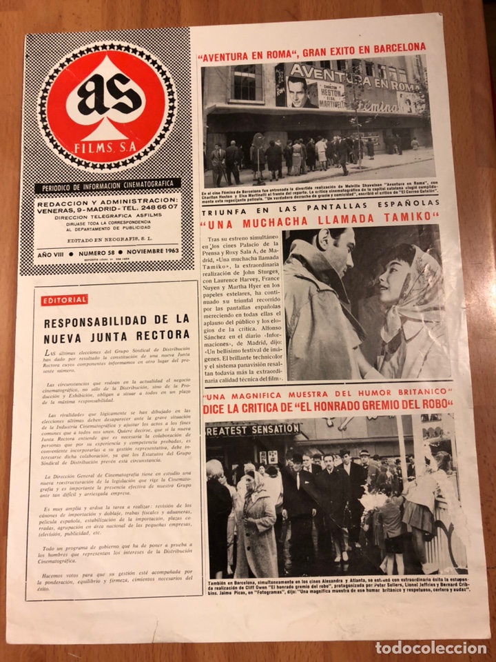 Cine: Peri&oacute;dico 58 as films noviembre 1963.aventura en roma charlton heston