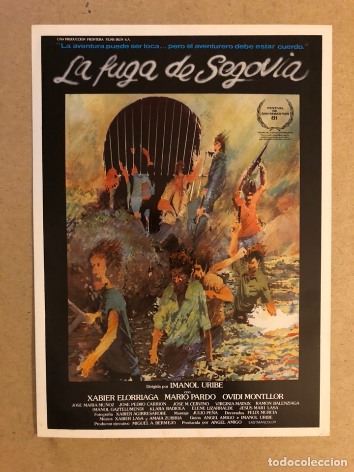 Cinema: LA FUGA DE SEGOVIA (IMANOL URIBE). GU&Iacute;A PUBLICITARIA DE LA PEL&Iacute;CULA. IDEAL PARA ENMARCAR.