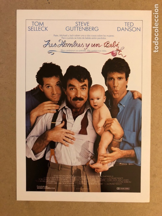 Cinema: TRES HOMBRES Y UN BEB&Eacute; (TOM SELLECK,..). GU&Iacute;A PUBLICITARIA SIMPLE DE LA PEL&Iacute;CULA.