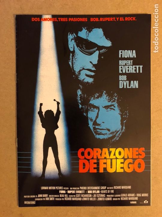 Cinema: CORAZONES DE FUEGO (BOB DYLAN). GU&Iacute;A PUBLICITARIA DE LA PEL&Iacute;CULA DE 8 P&Aacute;GINAS. IDEAL PARA ENMARCAR.
