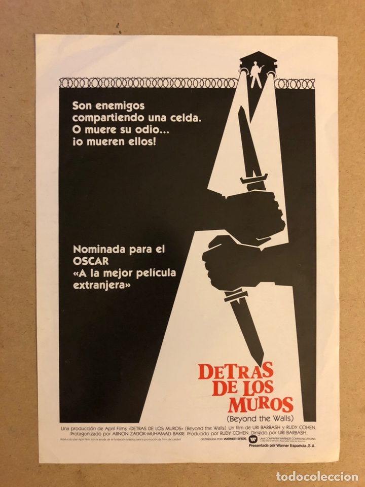 Cinema: DETR&Aacute;S DE LOS MUROS (BEYOND THE WALLS). GU&Iacute;A PUBLICITARIA DE LA PEL&Iacute;CULA, IDEAL PARA ENMARCAR.