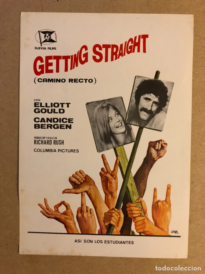Cinema: GETTING STRAIGHT (CAMINO RECTO). GU&Iacute;A PUBLICITARIA DE LA PEL&Iacute;CULA, IDEAL PARA ENMARCAR.