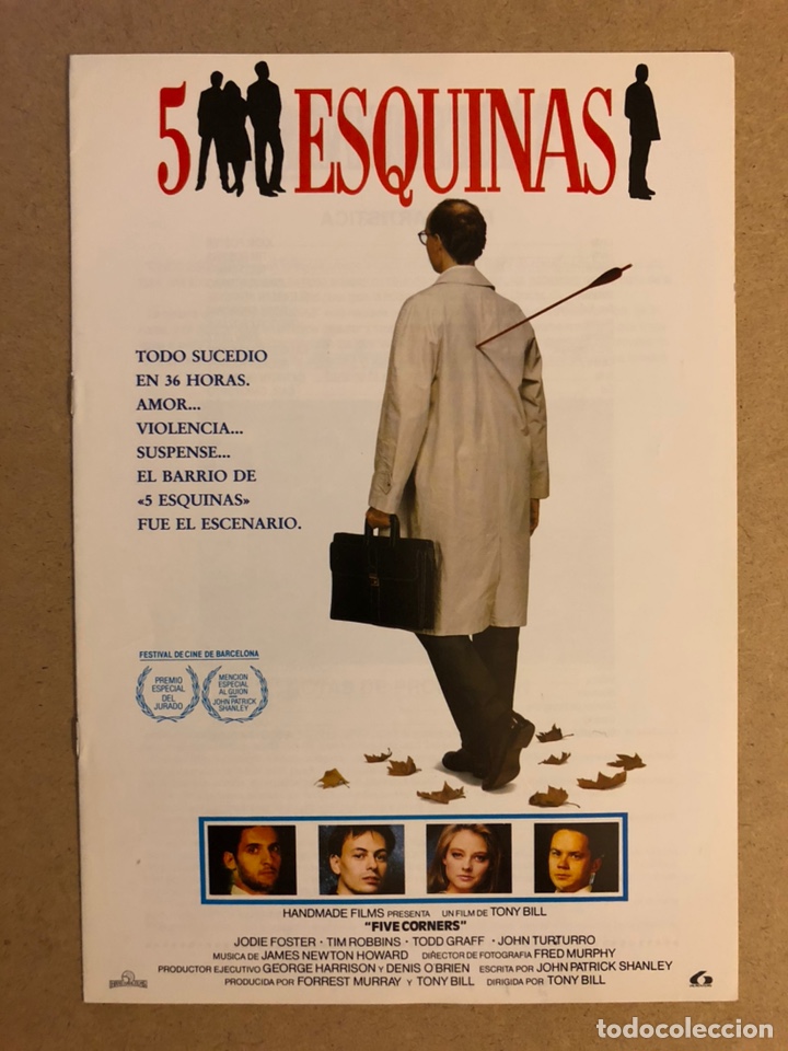 Cinema: 5 ESQUINAS (FIVE CORNERS) (JODIE FOSTER, TIM ROBBINS,...). GU&Iacute;A PUBLICITARIA DE LA PEL&Iacute;CULA 8 P&Aacute;G.
