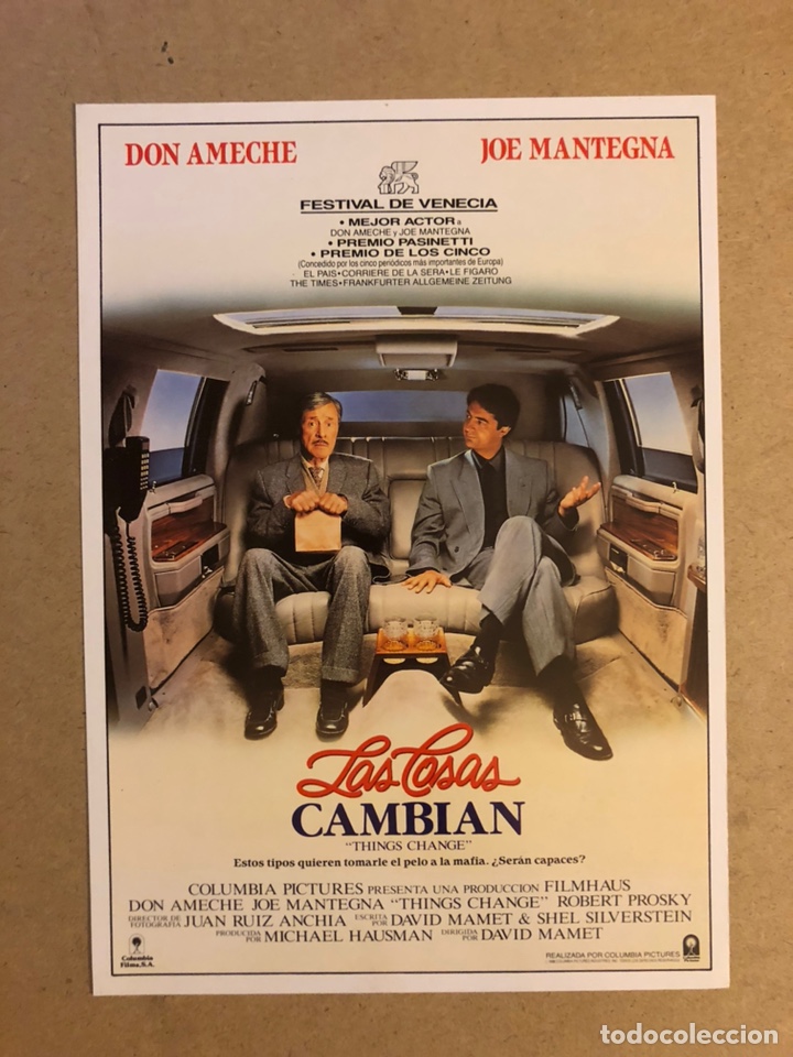 Cinema: LA COSAS CAMBIAN (DON AMECHE, JOE MANTEGNA). GU&Iacute;A PUBLICITARIA DE LA PEL&Iacute;CULA.