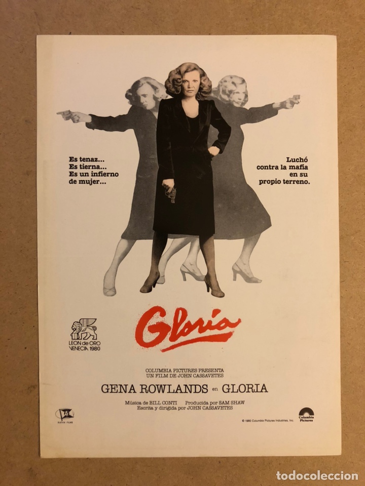 Cinema: GLORIA (JOHN CASSAVETES). GU&Iacute;A PUBLICITARIA DE LA PEL&Iacute;CULA, IDEAL PARA ENMARCAR.