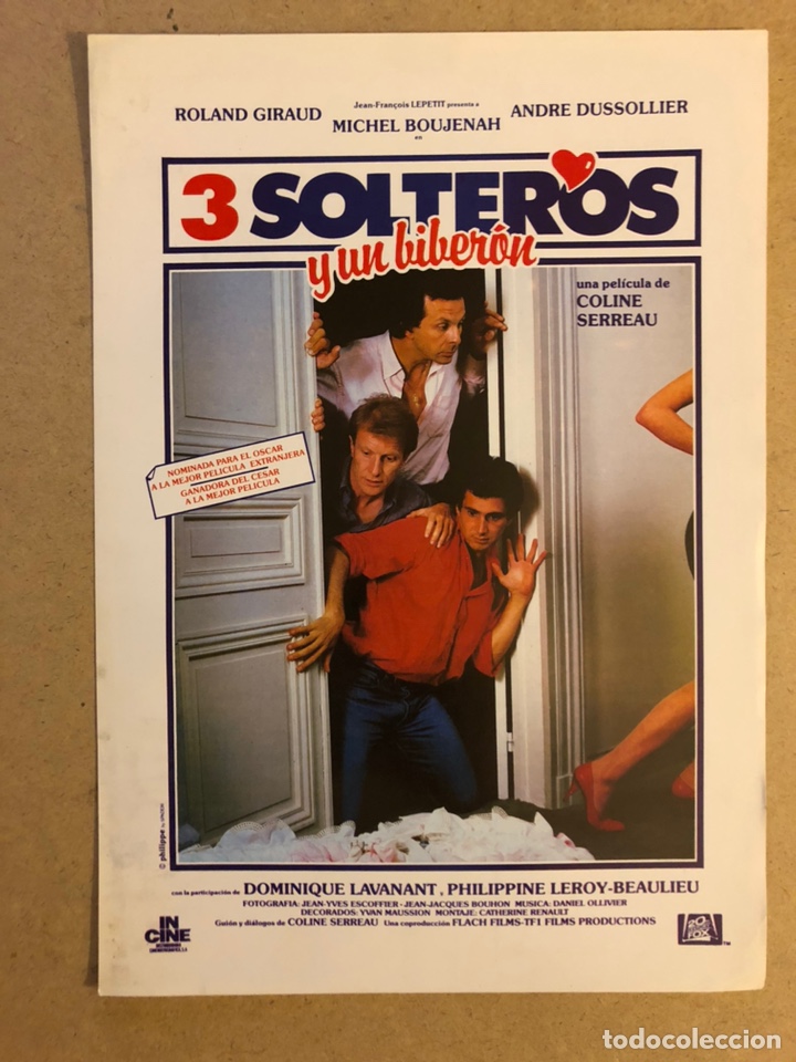 Cin&eacute;ma: 3 SOLTEROS Y UN BIBER&Oacute;N. GU&Iacute;A PUBLICITARIA DE LA PEL&Iacute;CULA, IDEAL PARA ENMARCAR.