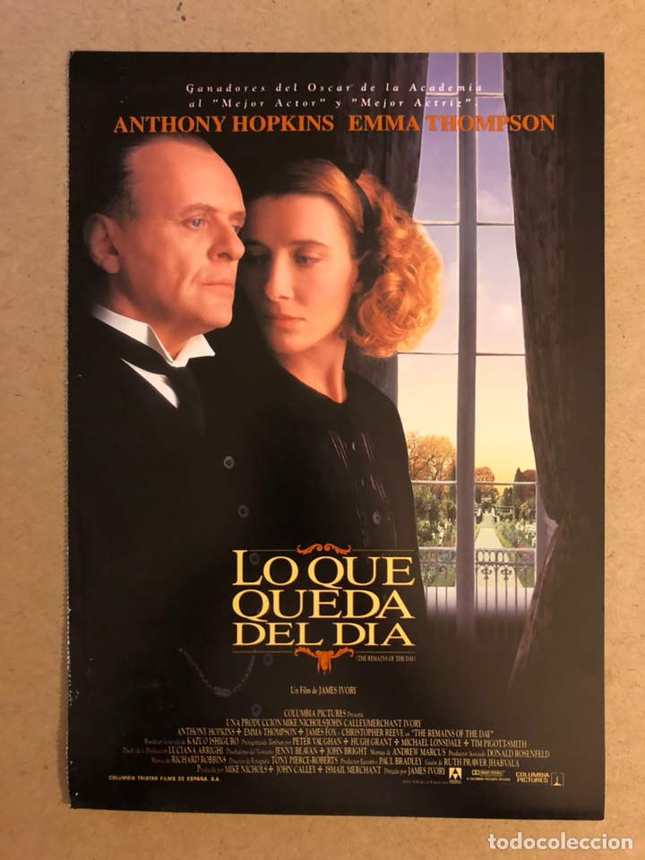 Kino: LO QUE QUEDA DEL D&Iacute;A (ANTHONY HOPKINS Y EMMA THOMPSON). GU&Iacute;A PUBLICITARIA DE LA PEL&Iacute;CULA.