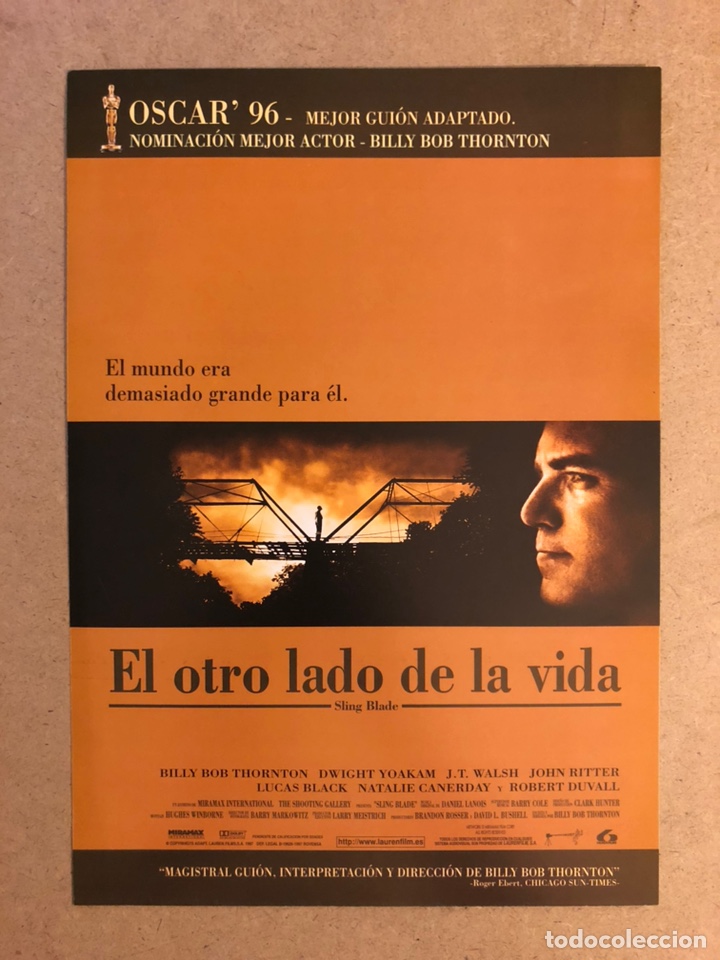 Kino: EL OTRO LADO DE LA VIDA (SLING BLADE). GU&Iacute;A PUBLICITARIA DE LA PEL&Iacute;CULA.