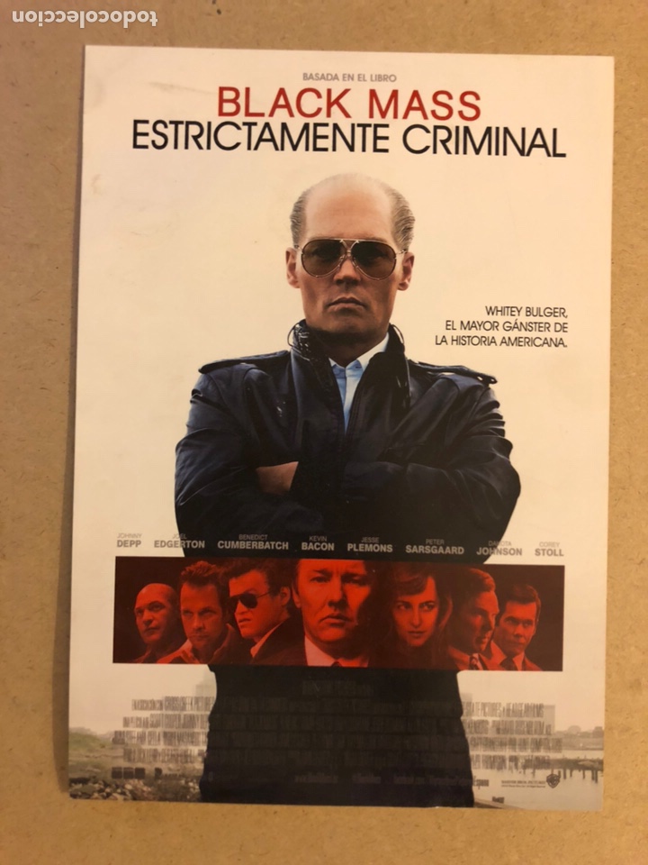 Cinema: BLACK MASS (JOHNNY DEPP,...). GU&Iacute;A PUBLICITARIA DE LA PEL&Iacute;CULA, IDEAL PARA ENMARCAR.