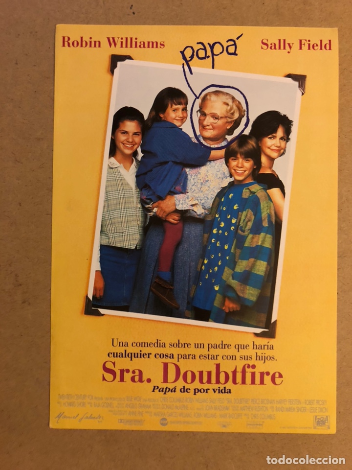 Cinema: SRA. DOUBTFIRE (ROBIN WILLIAMS). GU&Iacute;A PUBLICITARIA DE LA PEL&Iacute;CULA, IDEAL PARA ENMARCAR.