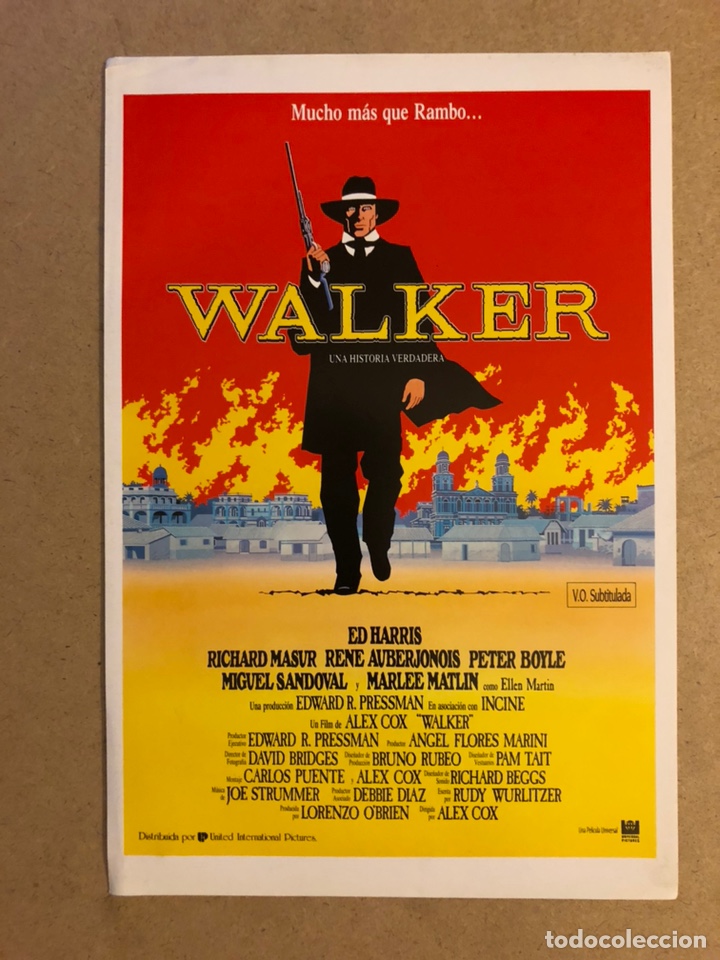 Kino: WALKER (ED HARRIS). GU&Iacute;A PUBLICITARIA DE LA PEL&Iacute;CULA, IDEAL PARA ENMARCAR.