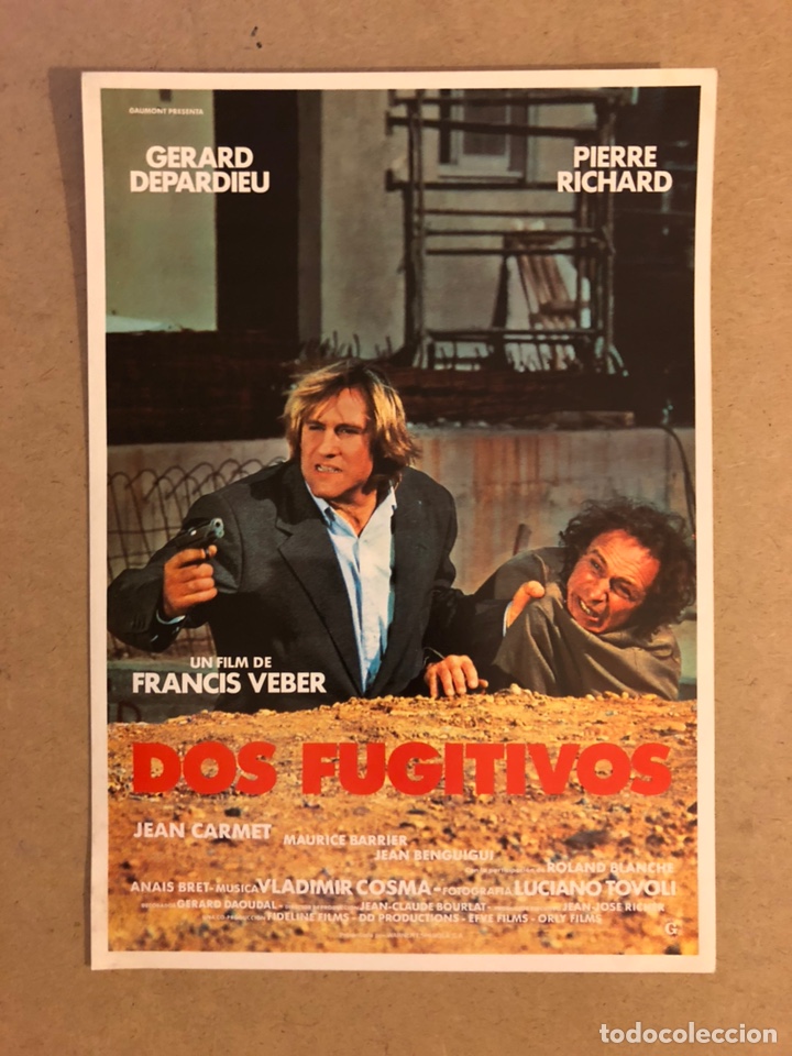 Kino: DOS FUGITIVOS (GERARD DEPARDIEU). GU&Iacute;A PUBLICITARIA DE LA PEL&Iacute;CULA, IDEAL PARA ENMARCAR.