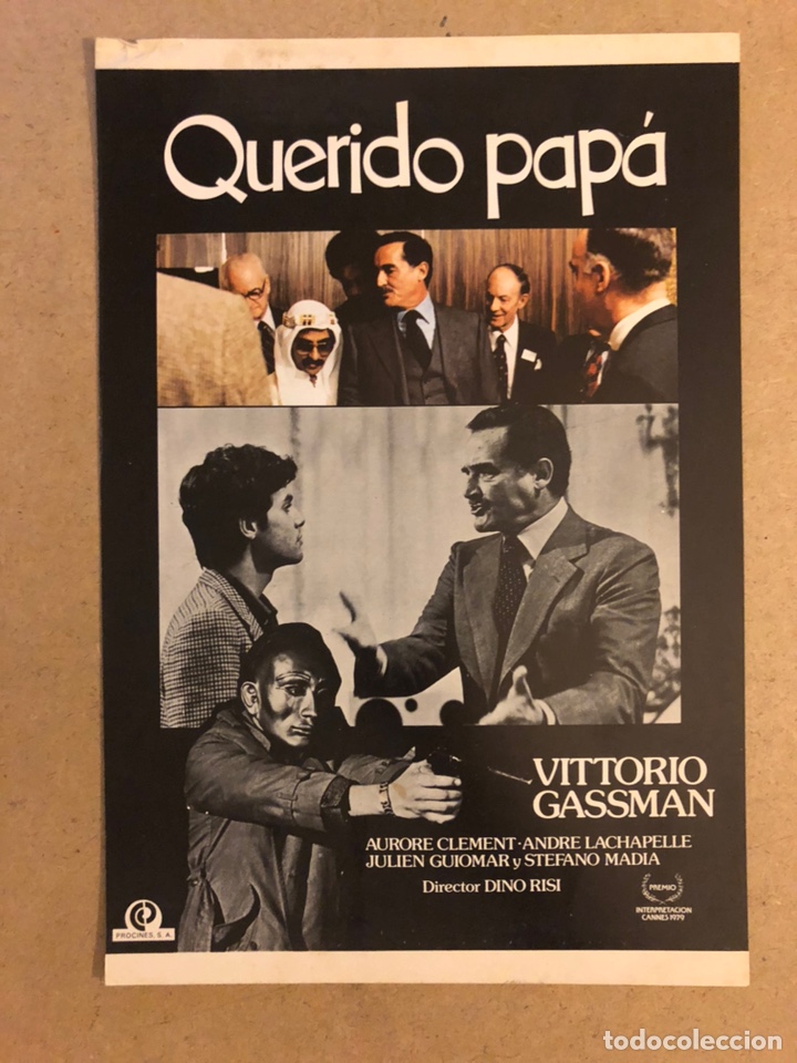 Cinema: QUERIDO PAP&Aacute; (VITTORIO GASSMAN). GU&Iacute;A PUBLICITARIA DE LA PEL&Iacute;CULA, IDEAL PARA ENMARCAR.