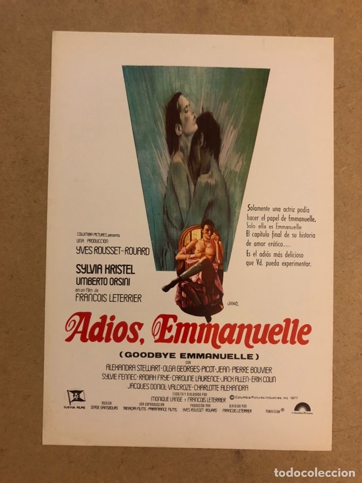 Cinema: ADIOS, EMMANUELLE (GOODBYE EMMANUELLE). GU&Iacute;A PUBLICITARIA DE LA PEL&Iacute;CULA.