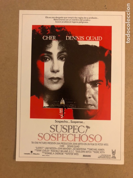 Kino: SUSPECT (SOSPECHOSO) (CHER, DENNIS QUAID). GU&Iacute;A PUBLICITARIA DE LA PEL&Iacute;CULA.
