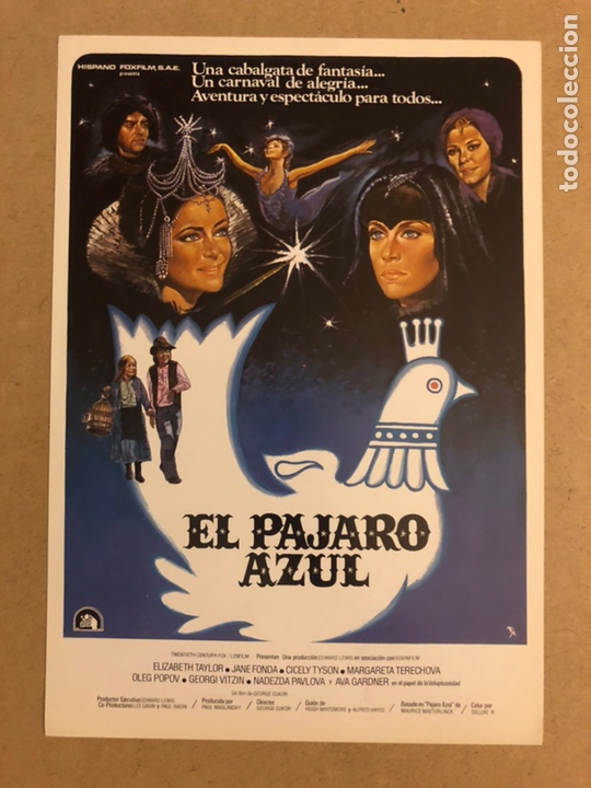 Kino: EL P&Aacute;JARO AZUL (LIZ TAYLOR, JANE FONDA). GU&Iacute;A PUBLICITARIA DE LA PEL&Iacute;CULA, IDEAL PARA ENMARCAR.