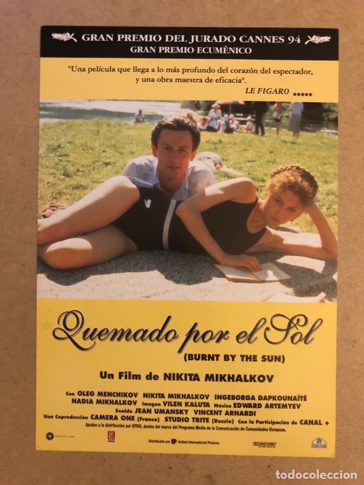 Cinema: QUEMADO POR EL SOL (NIKITA MIKHALKOV). GU&Iacute;A PUBLICITARIA DE LA PEL&Iacute;CULA, IDEAL PARA ENMARCAR.