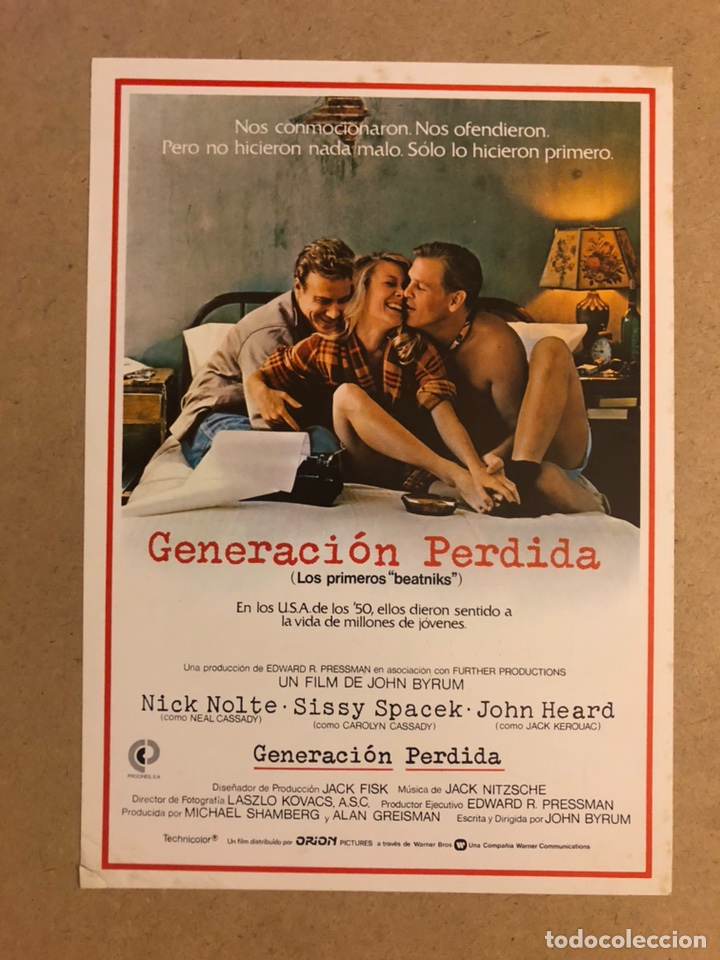 Cinema: GENERACI&Oacute;N P&Eacute;RDIDA (LOS PRIMEROS BEATNIKS). GU&Iacute;A PUBLICITARIA DE LA PEL&Iacute;CULA.