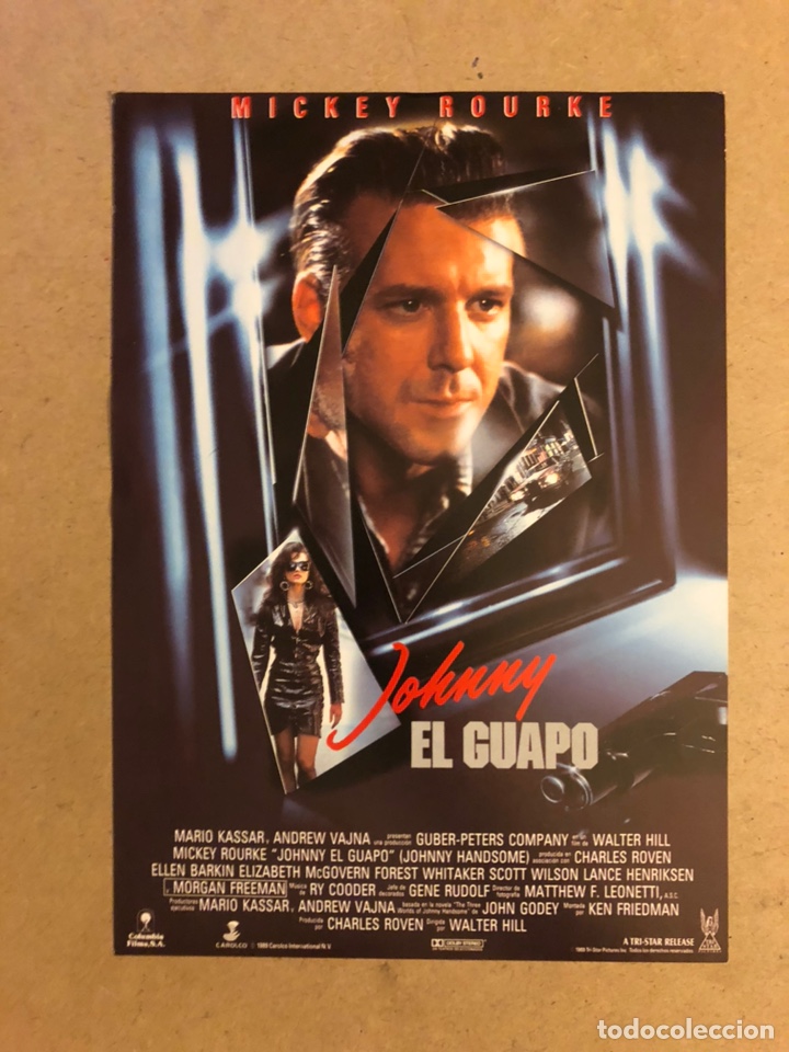 Cinema: JOHNNY EL GUAPO (MICKEY ROURKE). GU&Iacute;A PUBLICITARIA DE LA PEL&Iacute;CULA, IDEAL PARA ENMARCAR.