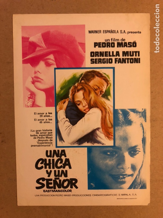 Cinema: UNA CHICA Y UN SE&Ntilde;OR (PEDRO MAS&Oacute;, ORNELLA MUTI). GU&Iacute;A PUBLICITARIA DE LA PEL&Iacute;CULA.