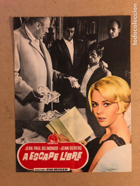 Cinema: A ESCAPE LIBRE (JEAN PAUL BELMONDO). GU&Iacute;A PUBLICITARIA DE LA PEL&Iacute;CULA, IDEAL PARA ENMARCAR.